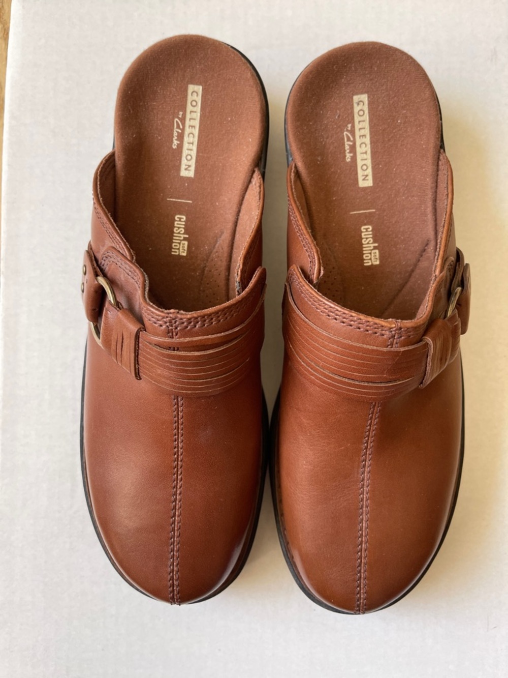 Clarks Brown Leather Women's Slip-On Mule with Buckle